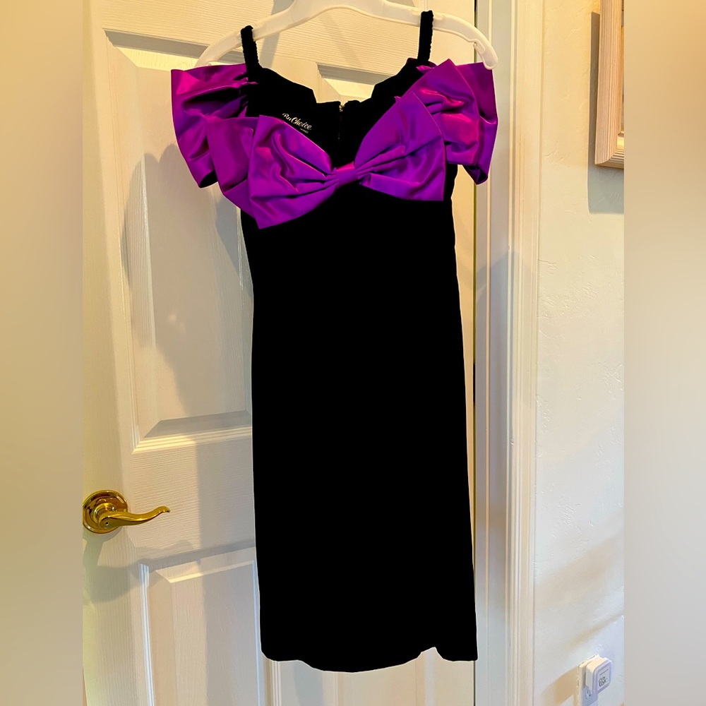 Black velvet purple satin size 9 evening dress